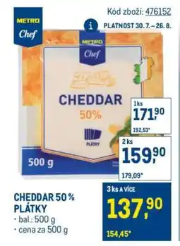 Makro CHEDDAR 50 % PLÁTKY nabídka