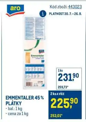 Makro EMMENTALER 45 % PLÁTKY nabídka