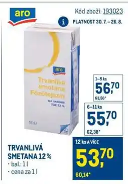 Makro Trvanlivá smetana 12 % nabídka