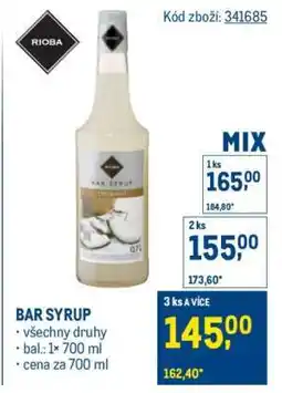 Makro Bar syrup nabídka