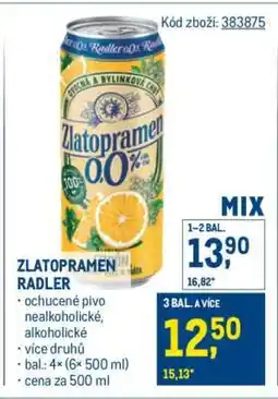 Makro Zlatopramen Radler nabídka