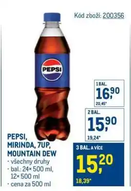 Makro Pepsi Mirinda 7UP, Mountain Dew nabídka