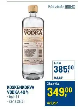 Makro Koskenkorva Vodka 40 % nabídka