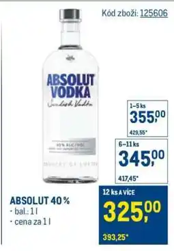 Makro Absolut Vodka nabídka