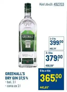 Makro GREENALL'S DRY GIN 37,5 % nabídka
