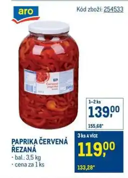 Makro Paprika červená řezaná nabídka