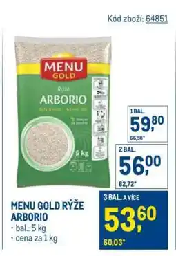 Makro Menu Gold Rýže Arborio nabídka