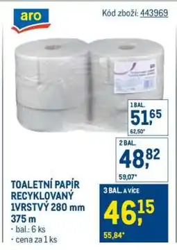 Makro TOALETNÍ PAPÍR RECYKLOVANÝ 1VRSTVÝ 280 mm nabídka