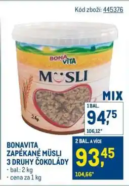 Makro BONAVITA ZAPÉKANÉ MÜSLI 3 DRUHY ČOKOLÁDY nabídka