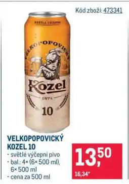 Makro Velkopopovický Kozel 10 nabídka