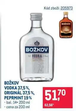 Makro BOŽKOV VODKA 37,5 %, ORIGINÁL 37,5 %, PEPRMINT 19 % nabídka