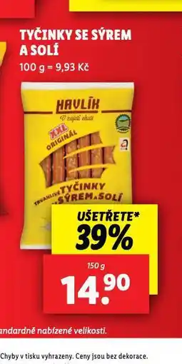 Lidl Tyčinky se sýrem a solí nabídka