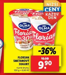 Lidl Florian smetanový jogurt nabídka