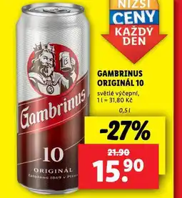 Lidl Pivo gambrinus originál nabídka