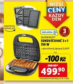 Lidl Sendvičovač 3v1 750 w nabídka