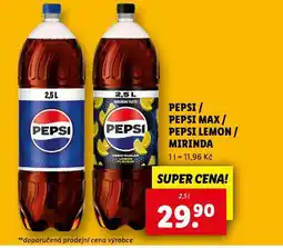 Lidl Pepsi, pepsi max, pepsi lemon, mirinda nabídka