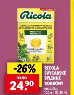Lidl Ricola švýcarské bylinné bonbóny nabídka