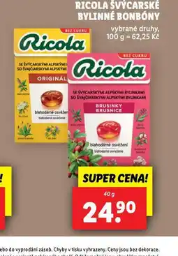 Lidl Ricola švýcarské bylinné bonbony nabídka