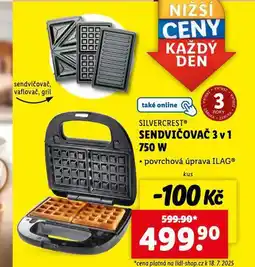 Lidl Sendvičovač 3v1 750 w nabídka