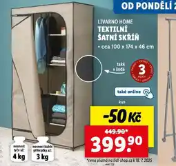 Lidl Textilní šatní skříň nabídka