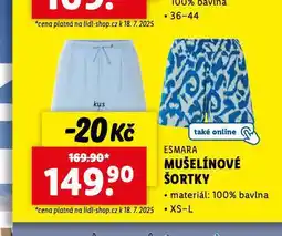 Lidl Mušelínové šortky nabídka