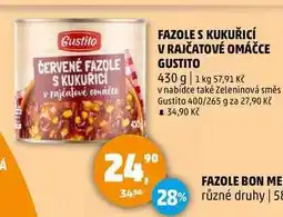 Penny Market FAZOLE S KUKUŘICÍ V RAJČATOVÉ OMÁČCE GUSTITO, 430 g nabídka