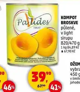 Penny Market KOMPOT BROSKVE půlené, v light sirupu, 820/470 g nabídka