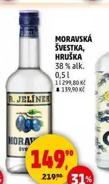 Penny Market R. JELINEK MORAVSKÁ ŠVESTKA, HRUŠKA 38% alk., 0,5 l nabídka