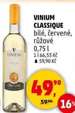 Penny Market VINIUM CLASSIQUE bílé, červené, růžové, 0,75 l nabídka