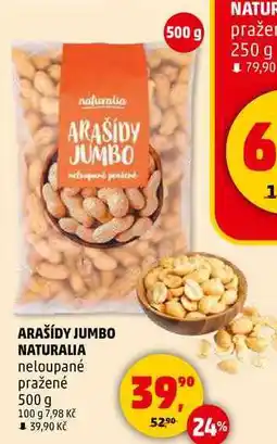 Penny Market ARAŠÍDY JUMBO NATURALIA neloupané pražené, 500 g nabídka