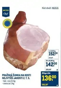 Makro Pražská šunka na kosti nejvyšší jakosti z. t. s. nabídka