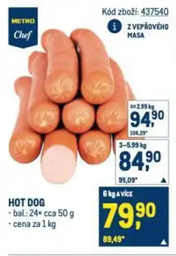 Makro Hot dog nabídka