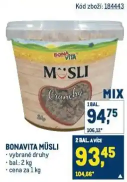 Makro Bonavita müsli nabídka