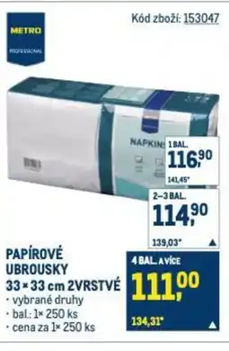 Makro Papírové ubrousky 33 * 33 cm 2vrstvé nabídka