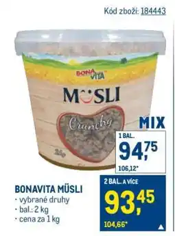 Makro Bonavita Müsli nabídka