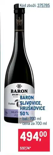 Makro BARON SLIVOVICE, HRUŠKOVICE 50 % nabídka
