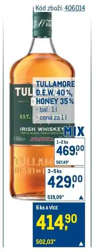 Makro TULLAMORE D.E.W. 40 %, HONEY 35 % nabídka