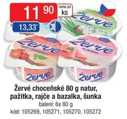 Qanto Žervé choceňské natur, pažitka, rajče a bazalka, šunka nabídka
