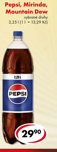 CBA Pepsi, Mirinda, Mountain Dew nabídka