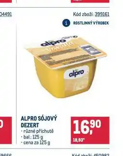 Makro Alpro sójový dezert nabídka