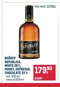 Makro Božkov republica, white, honey, espresso, chocolate nabídka