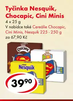 CBA Tyčinka Nesquik, Chocapic, Cini Minis nabídka