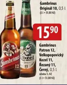 Bala Gambrinus Patron 12, Velkopopovický Kozel 11, Řezaný 11, Černý nabídka