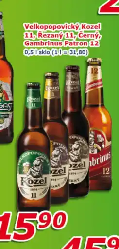 ESO MARKET Velkopopovický Kozel 11, Řezaný 11, Černý, Gambrinus Patron 12 nabídka
