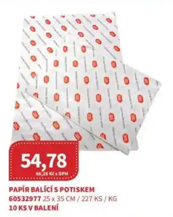 Kubík potraviny Papír balící s potiskem nabídka