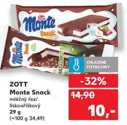 Kaufland Zott Monte Snack nabídka
