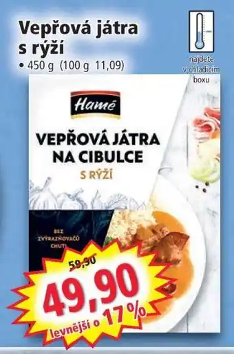 Norma Vepřová játra s rýží nabídka