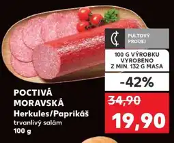 Kaufland POCTIVÁ MORAVSKÁ Herkules/Paprikáš trvanlivý salám nabídka