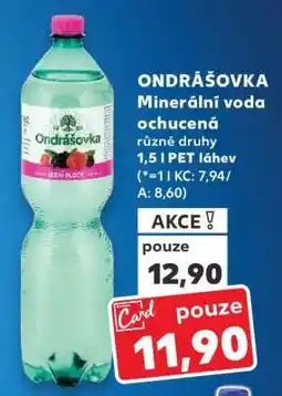 Kaufland ONDRÁŠOVKA Minerální voda ochucená nabídka