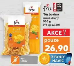 Kaufland K-free Těstoviny nabídka